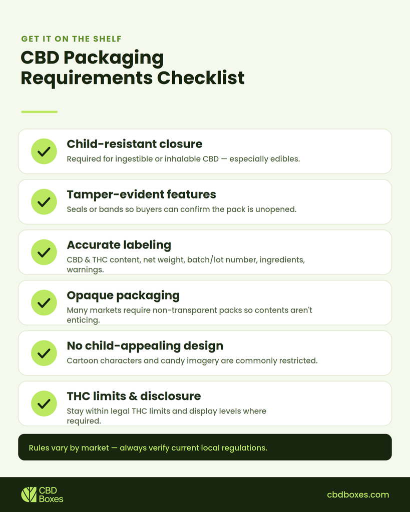 CBD packaging requirements checklist